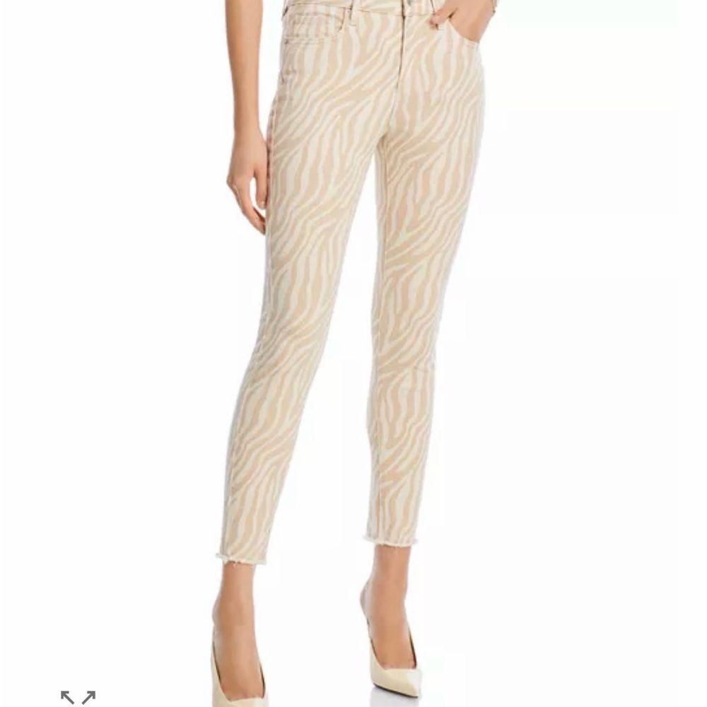 Aqua Beige Zebra Print Ankle Jeans